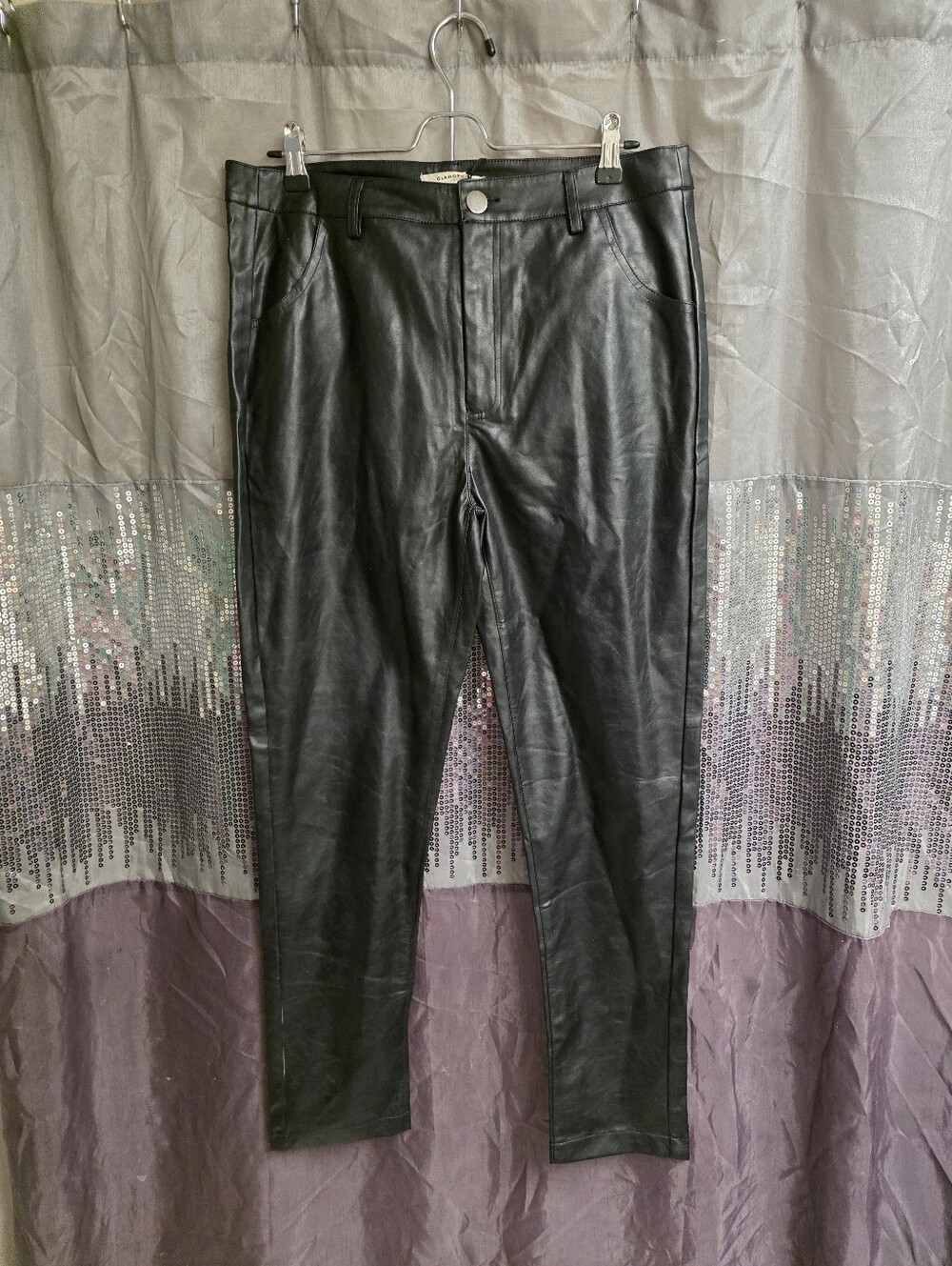Glamorous Black Faux Leather Pants with Snap Button